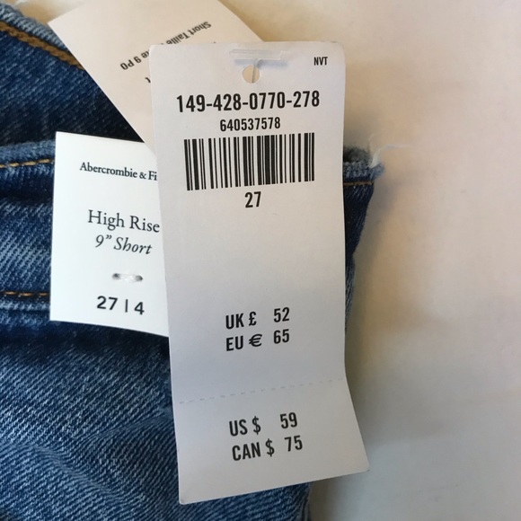 Abercrombie & Fitch High rise 9” denim shorts. - Picture 4 of 4